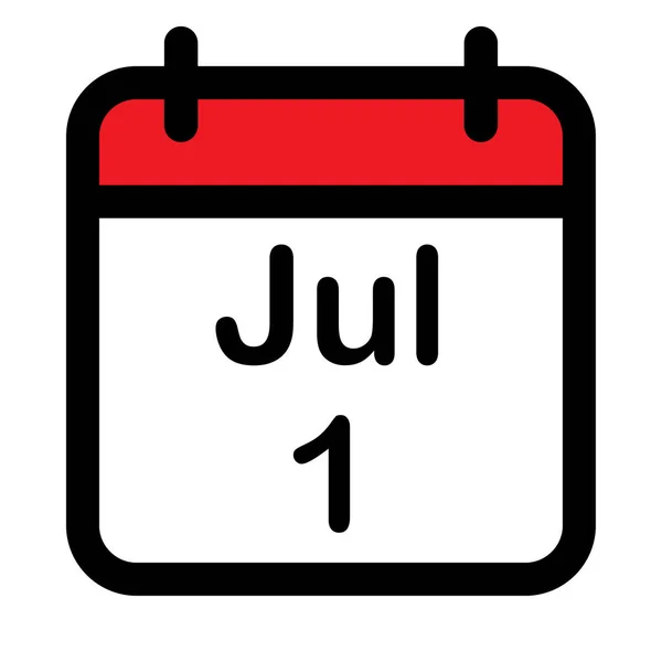 Kalender Ikon Med Första Juli Vektor Illustration — Stock vektor