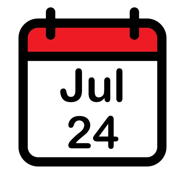 Kalender Ikon Med Tjugofjärde Juli Vektor Illustration — Stock vektor