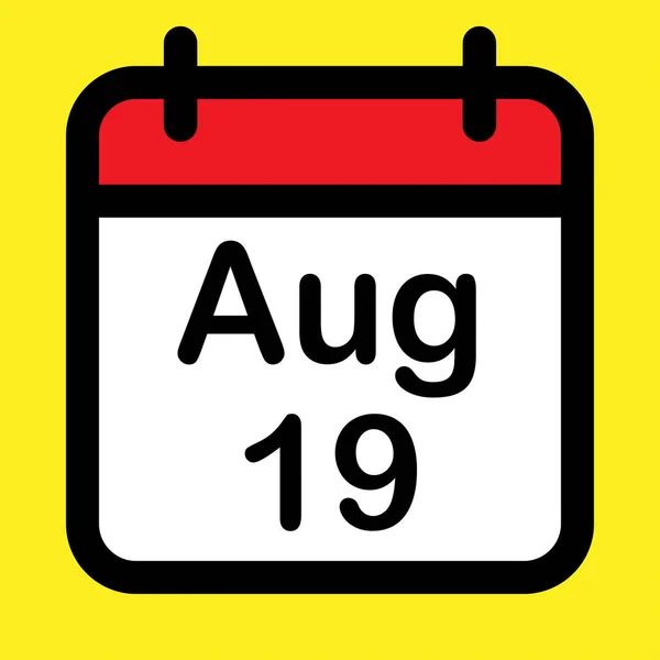 Icono Del Calendario Agosto Ilustración Vectorial — Vector de stock