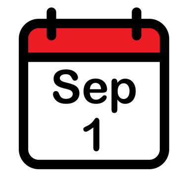 İlk Eylül ile takvim simgesi, vektör illüstrasyonu