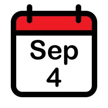4 Eylül tarihli takvim simgesi, vektör illüstrasyonu