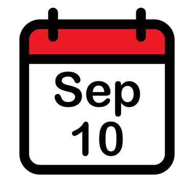 10 Eylül tarihli takvim simgesi, vektör illüstrasyonu