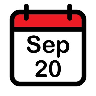 20 Eylül tarihli takvim simgesi, vektör illüstrasyonu
