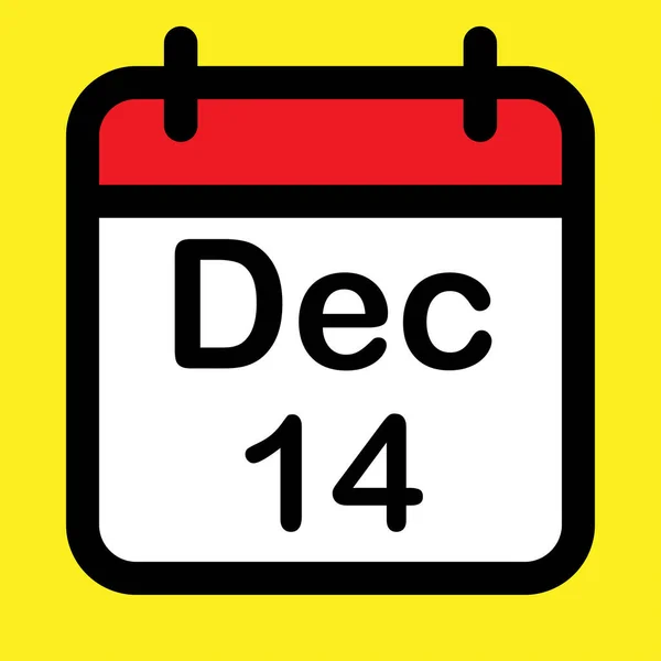 Icona Del Calendario Quattordici Dicembre Illustrazione Vettoriale — Vettoriale Stock
