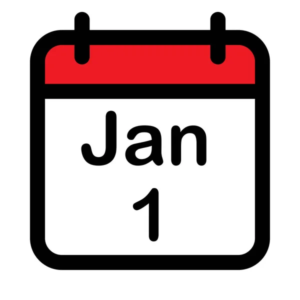 Icono Del Calendario Con Primer Enero Ilustración Vectorial — Vector de stock