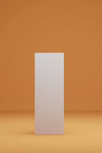 Üres Fehér Csomagolópapír Narancssárga Alapon Mock Vagy Csomag Sablon Renderelés — Stock Fotó