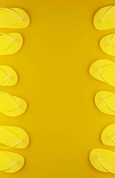 Yellow Beach Slipper Yellow Background Rendering — Stock Photo, Image