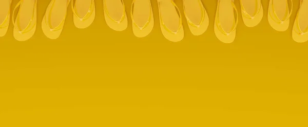 黄色の背景に黄色のビーチスリッパ 3Dレンダリング — ストック写真