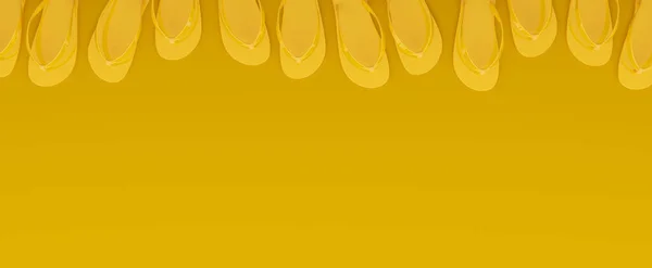 Chinelo Praia Amarelo Fundo Amarelo Renderização — Fotografia de Stock