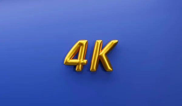 青い背景に文字4 Kの黄金の風船 3Dレンダリング — ストック写真