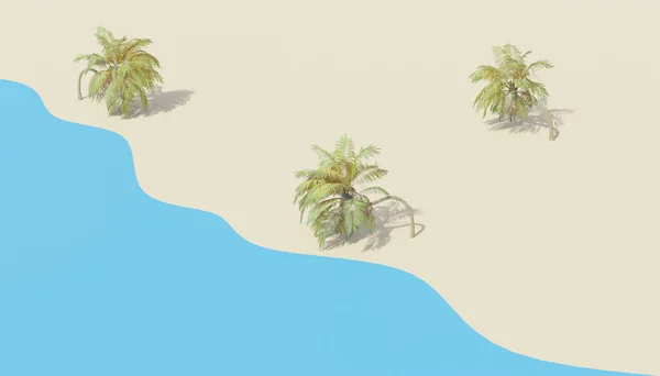 Τρεις Φοίνικες Στην Παραλία Διακοπές Έννοια Φόντο Απόδοση — Φωτογραφία Αρχείου