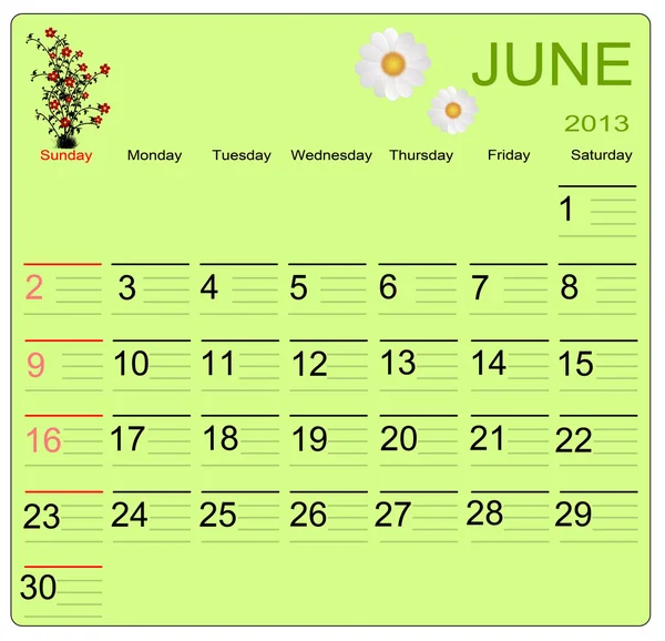 June 2013 — Stock Vector