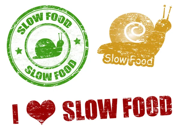 Selos de comida lentos — Vetor de Stock