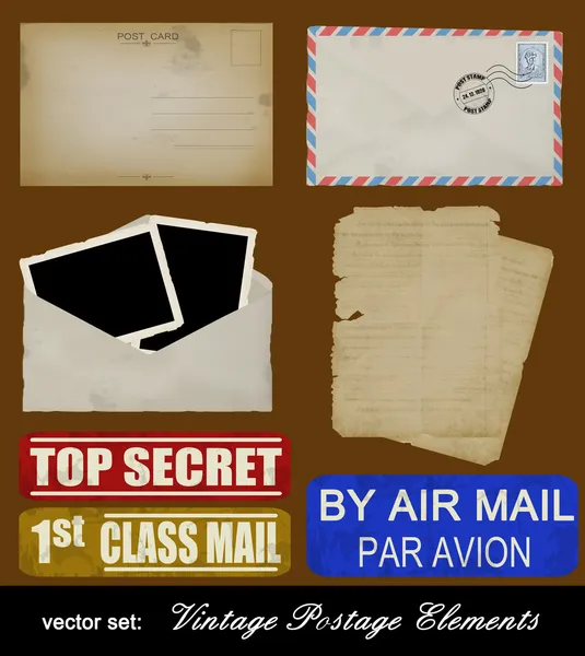 剪贴的旧设置邮费的设计元素 — 图库矢量图片