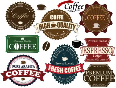 Set of coffee labels