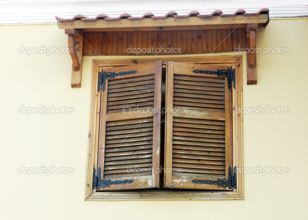 Closed wooden shutters