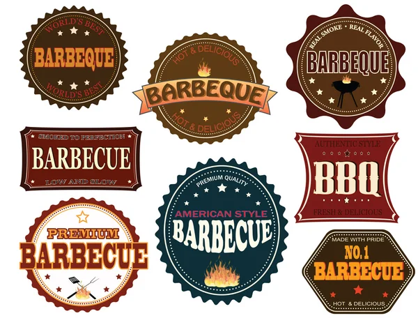 Set di etichette per barbecue — Vettoriale Stock
