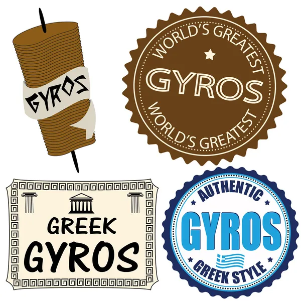 Set of gyros labels — Stock Vector