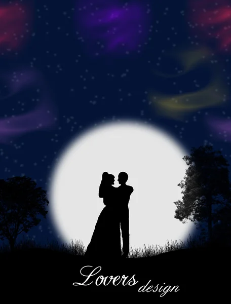 Lovers on the night — Stock Vector