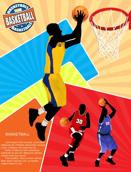 Poster iklan basket - Stok Vektor