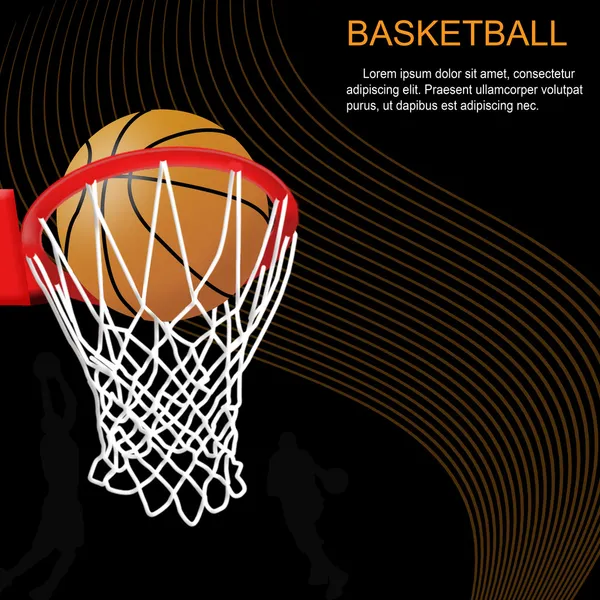 Basketball cerceau et ballon sur fond abstrait — Image vectorielle