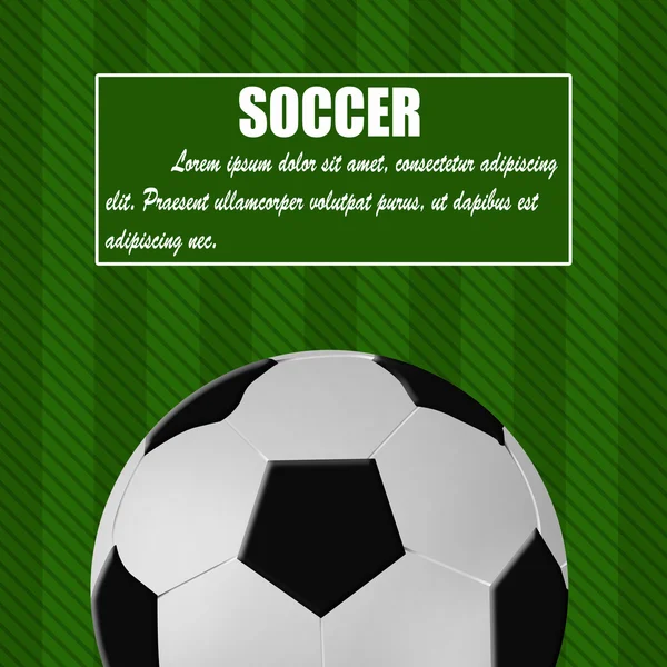 Balón de fútbol en tarjeta verde — Vector de stock