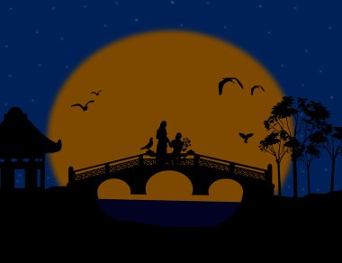gece manzarası sevenler köprü ile Asya