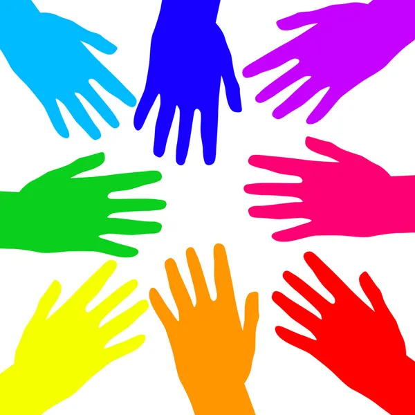 Rainbow hands — Stock Vector