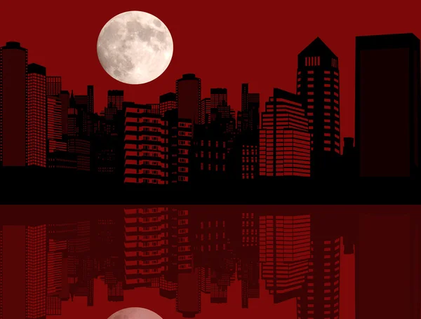 Ville de nuit rouge — Image vectorielle