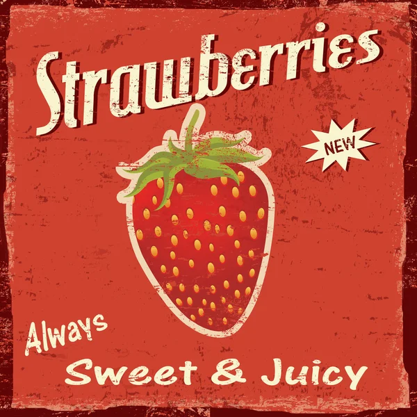 Affiche vintage fraise — Image vectorielle