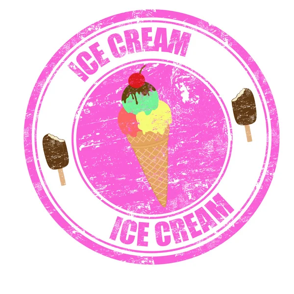 冰淇淋 grunge 橡皮戳 — 图库矢量图片
