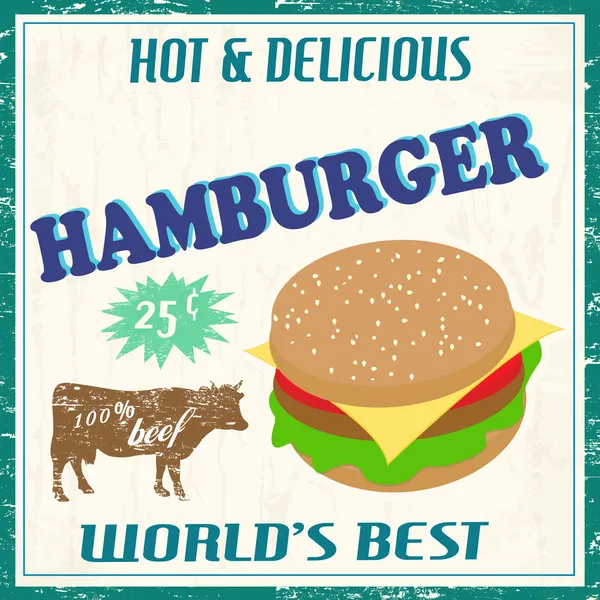 Vintage Hamburger grunge poster — Stockvector