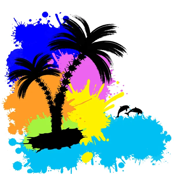 Fondo tropical con palmeras — Vector de stock