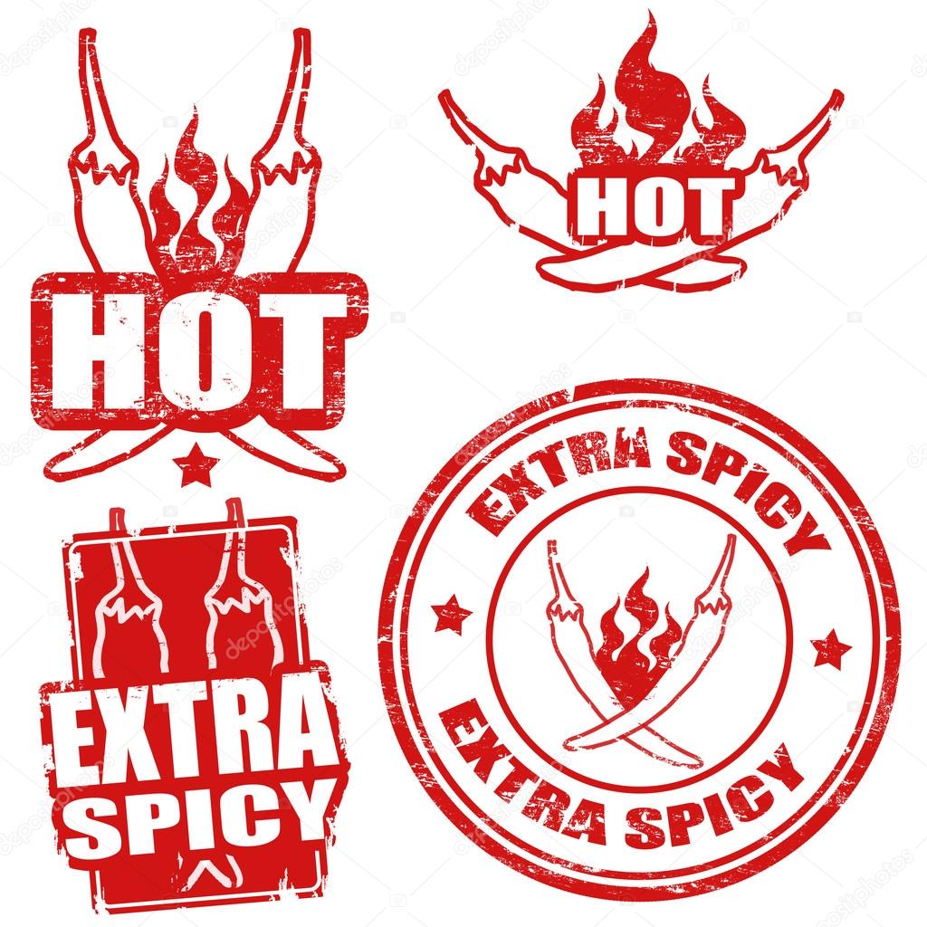 Set of extra spicy chili pepper stamps