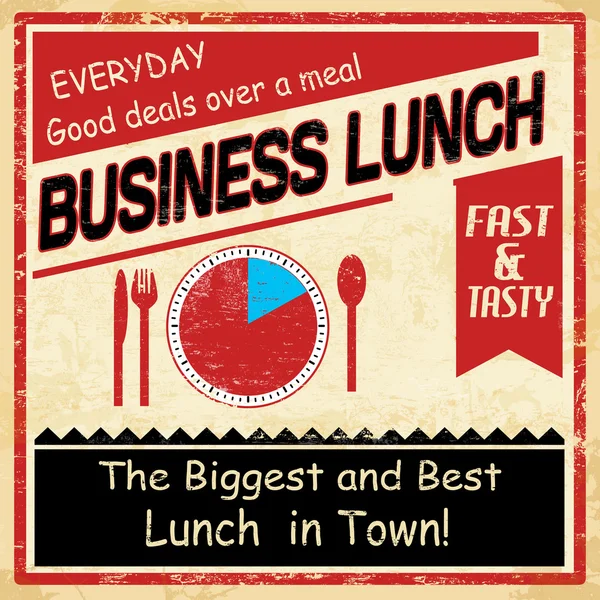 Vintage business lunch grunge poster — Stockvector