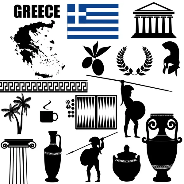 Símbolos tradicionales de Grecia — Vector de stock