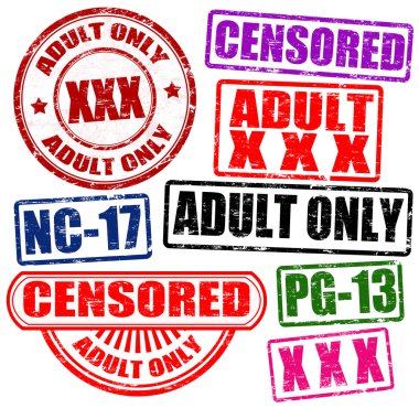 Set of adults only stamps clipart