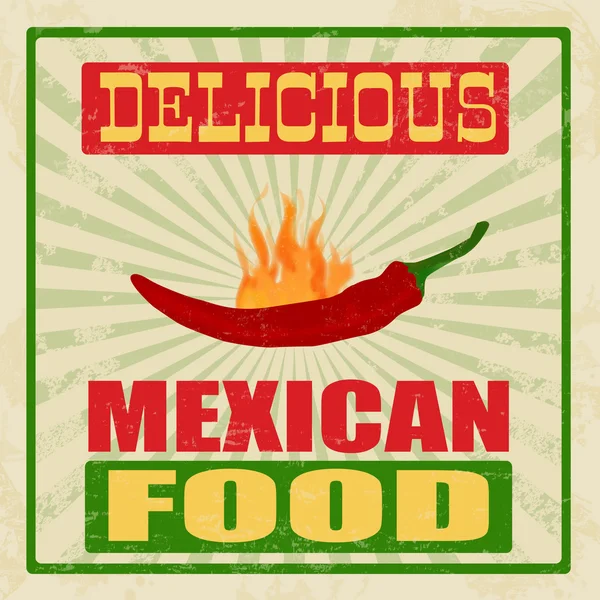 Mexicano comida vintage cartaz —  Vetores de Stock