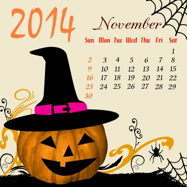 Календар на 2014 Листопад — стоковий вектор