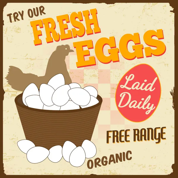 Fresh eggs vintage poster — Stock Vector