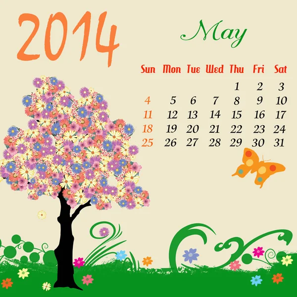 Calendrier pour 2014 mai — Image vectorielle