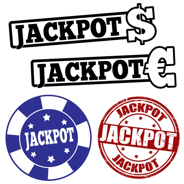 Conjunto de carimbos de jackpot — Vetor de Stock