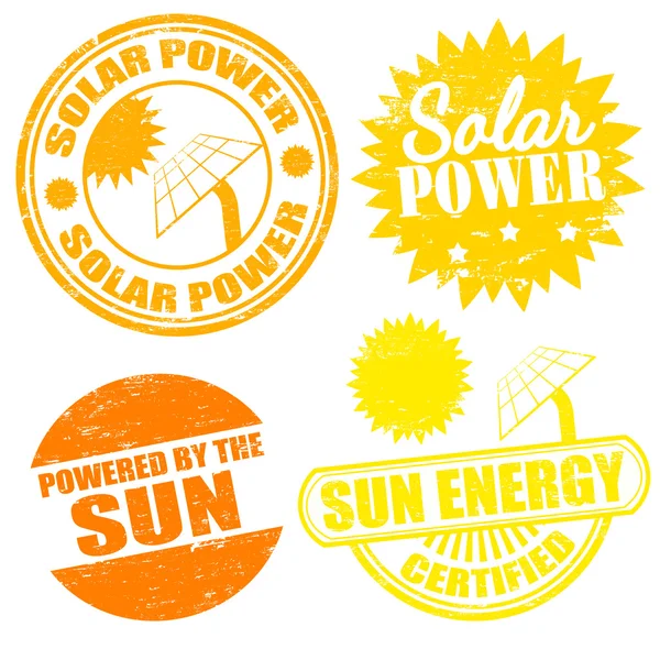 Francobolli energia solare — Vettoriale Stock