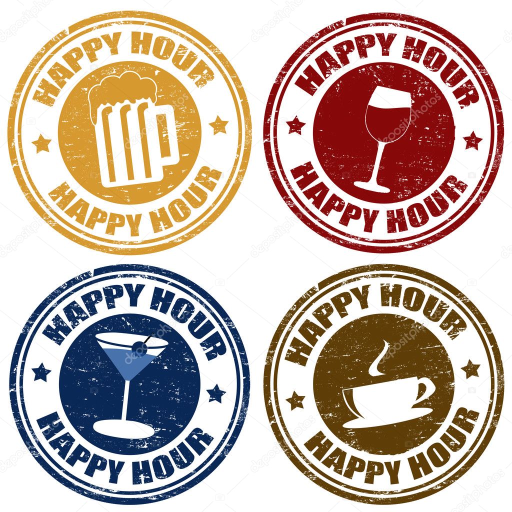 Set of happy hour stamps