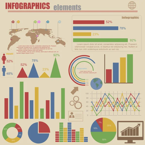 Conjunto de infografías retro — Vector de stock