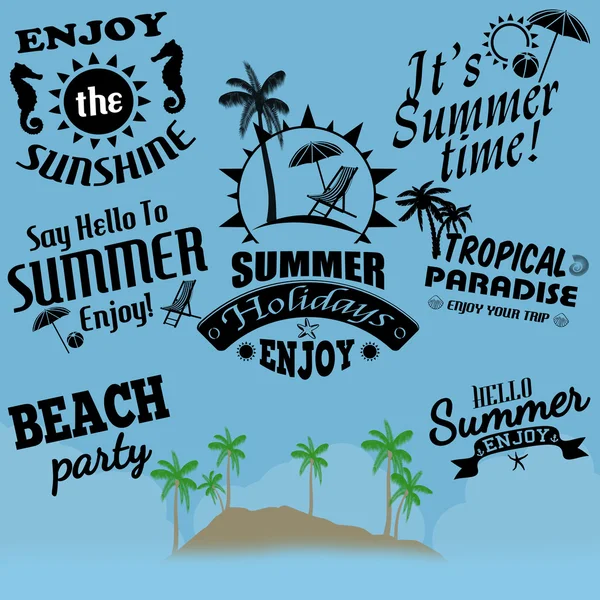 Elementos retro para diseños caligráficos para vacaciones de verano — Archivo Imágenes Vectoriales