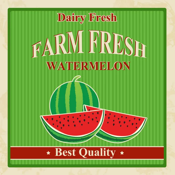 Vintage farm fresh watermelon poster — Stock Vector