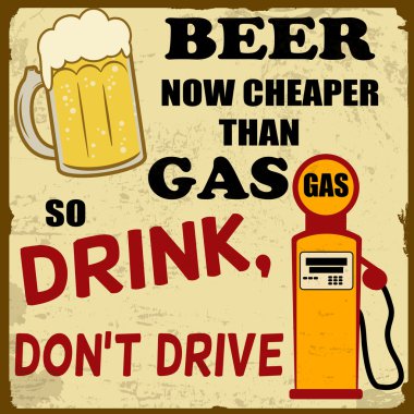 Şimdi gaz ucuz bira içecek sürme, VINTAGE poster