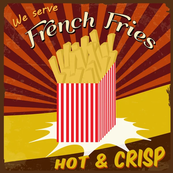 French fries vintage poster — Stock Vector