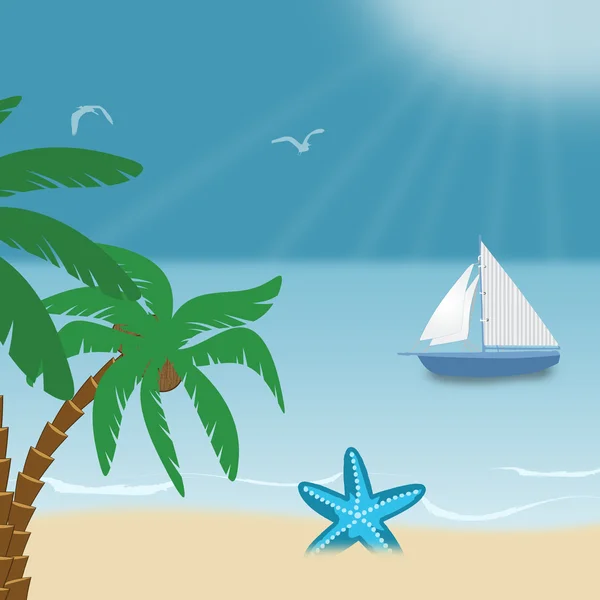 Affiche balnéaire tropicale — Image vectorielle